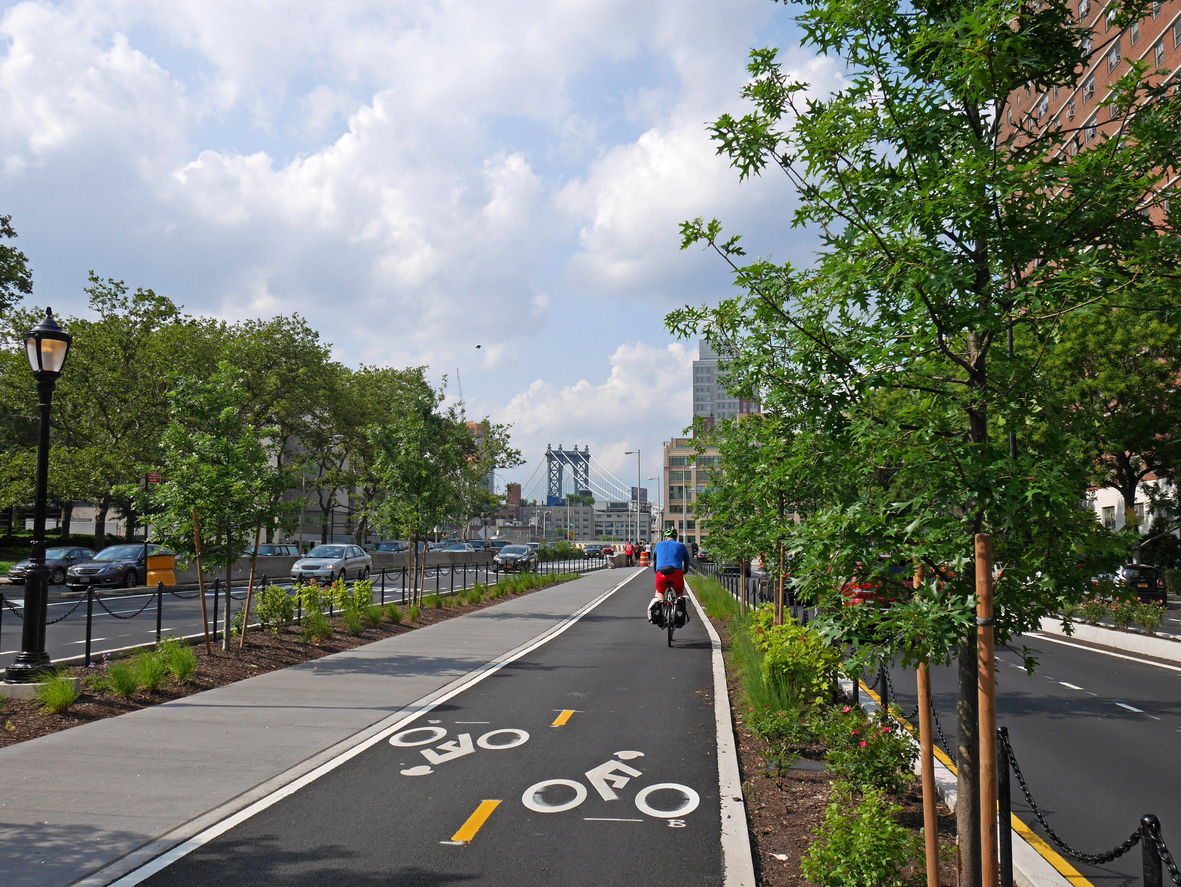 cleveland midway cleveland midway New York bike lane leading to Brooklyn Bridge
